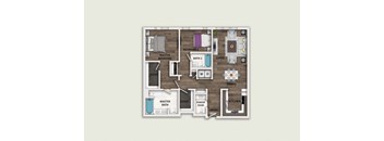 a floor plan is shown with a bedroom and a living room