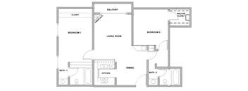 a floor plan of a bedroom apartment