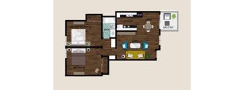 a floor plan of a room with a bedroom and a living room