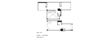 a floor plan of a house with a bedroom and a bathroom