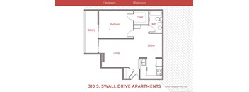 a floor plan of a small home with a bedroom and a living room