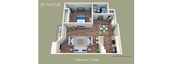 a 3d rendering of a floor plan with a bedroom and a bathroom