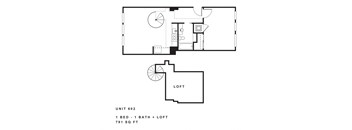a floor plan of a 1 bedroom floor plan with roommates