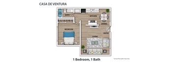 the saca floor plan  1 bedroom  112