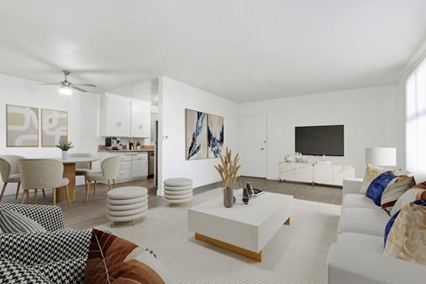 a living room with a couch and a coffee table