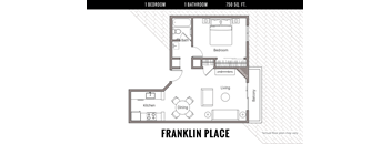 a floor plan of a small house with a bedroom and a living room