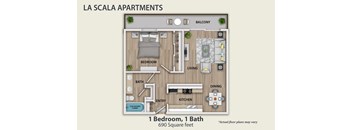 a 1 bedroom floor plan  la scala apartments