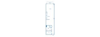 A floor plan of a house with labeled rooms such as Living, Kitchen, Bath, and Entry.