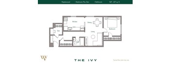A floor plan of a property called The Ivy with a kitchen, dining and living area.