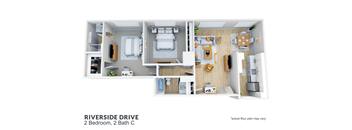 a floor plan of the riverside drive 2 bedroom 2 bath c