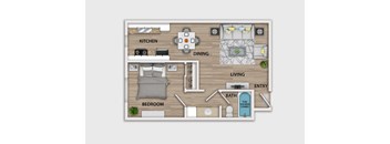a floor plan of a house with a bedroom and a living room