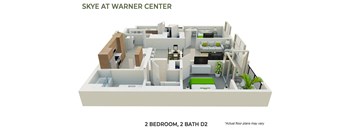 2 Bedroom,, 2 Bath D2