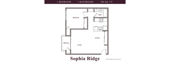 a floor plan of a studio apartment with a bedroom and living room