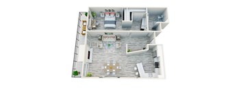 a floor plan of a house with a bedroom and a living room