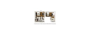 A floor plan of a two-bedroom apartment.