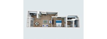 a floor plan of a house with a bedroom and a living room
