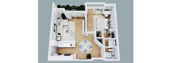 a floor plan of a house with a bedroom and a living room