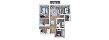 a 3 bedroom floor plan with a bathroom and a bedroom
