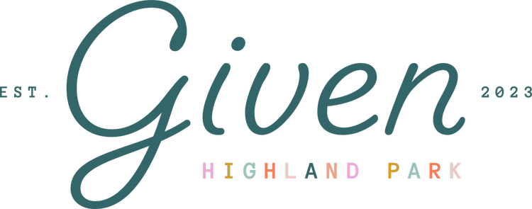 A logo with the word "Given" in a cursive font with the words "Highland Park" below it.