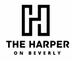 A black and white logo for The Harper on Beverly.