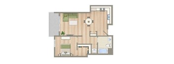 E Floor Plan at Seventh West Apartments, Santa Monica, CA