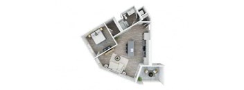 floor plan of a house with a bedroom and a living room