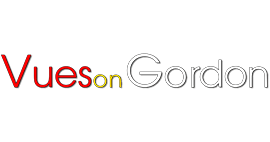 A green background with the words Vueson Gordon in red and yellow.