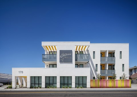 A modern building with the number 178 on the front.