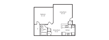 a floor plan of a living room and a dinning room