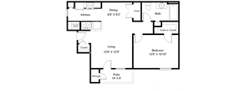 1 bedroom, 1 bathroom floorplan  at Copper Gate, Lafayette, IN, 47909