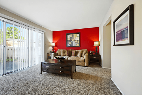 Living room of a 2-bedroom apartment at Ashton Pointe Apartments.