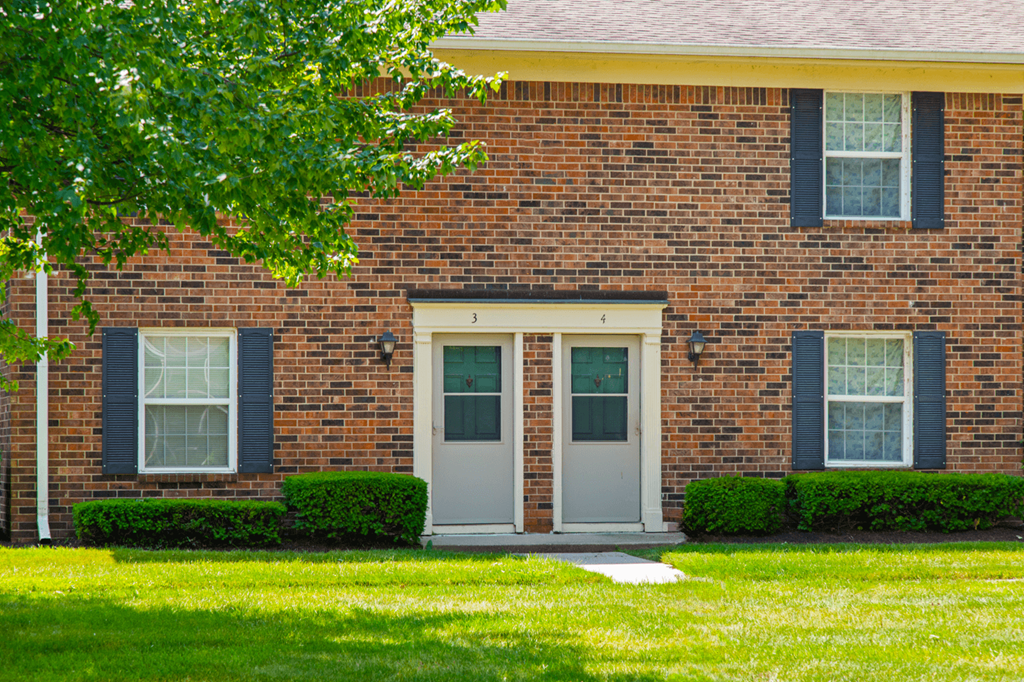 Entrance to 2-bedroom townhouses at Northwood Apartments in Franklin.
