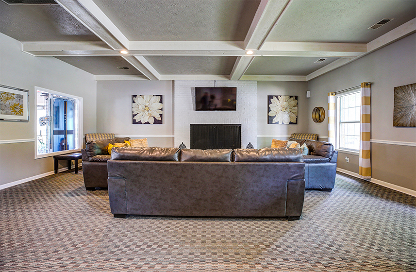 Clubhouse with entertainment center at Chelsea Village Apartments