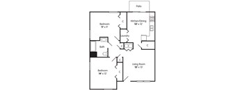 2 bedroom ADA apartment floorplan Briarwood Lafayette