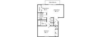 1 bedroom apartment floorplan Briarwood Lafayette