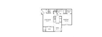 One bedroom apartment floorplan