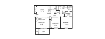Two bedroom apartment floorplan