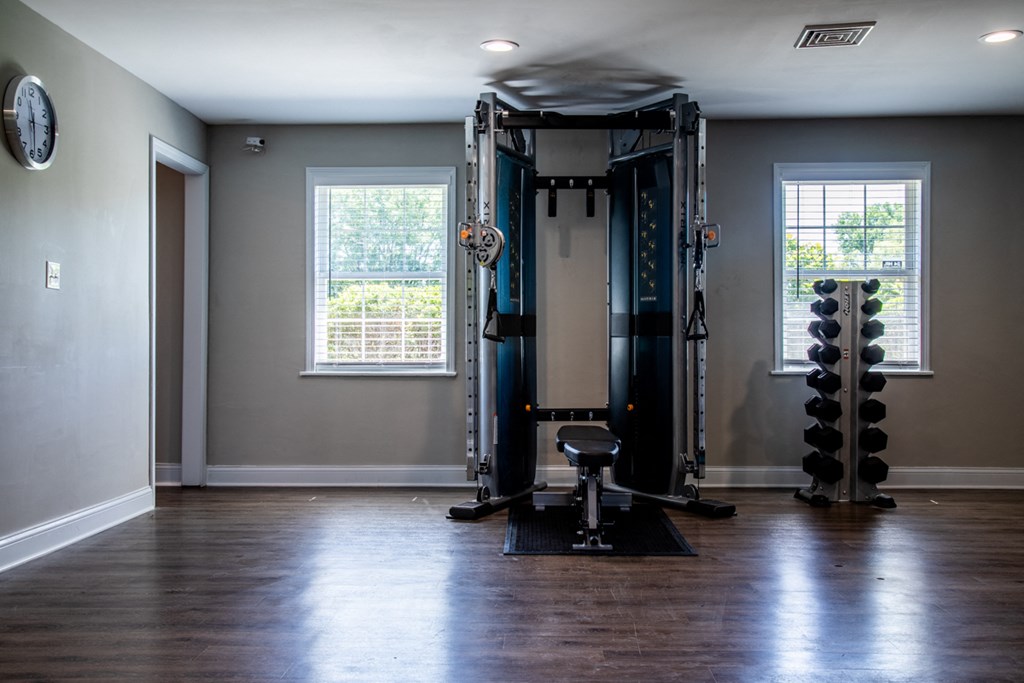 Weight training equipment at Ashton Brook Apartments