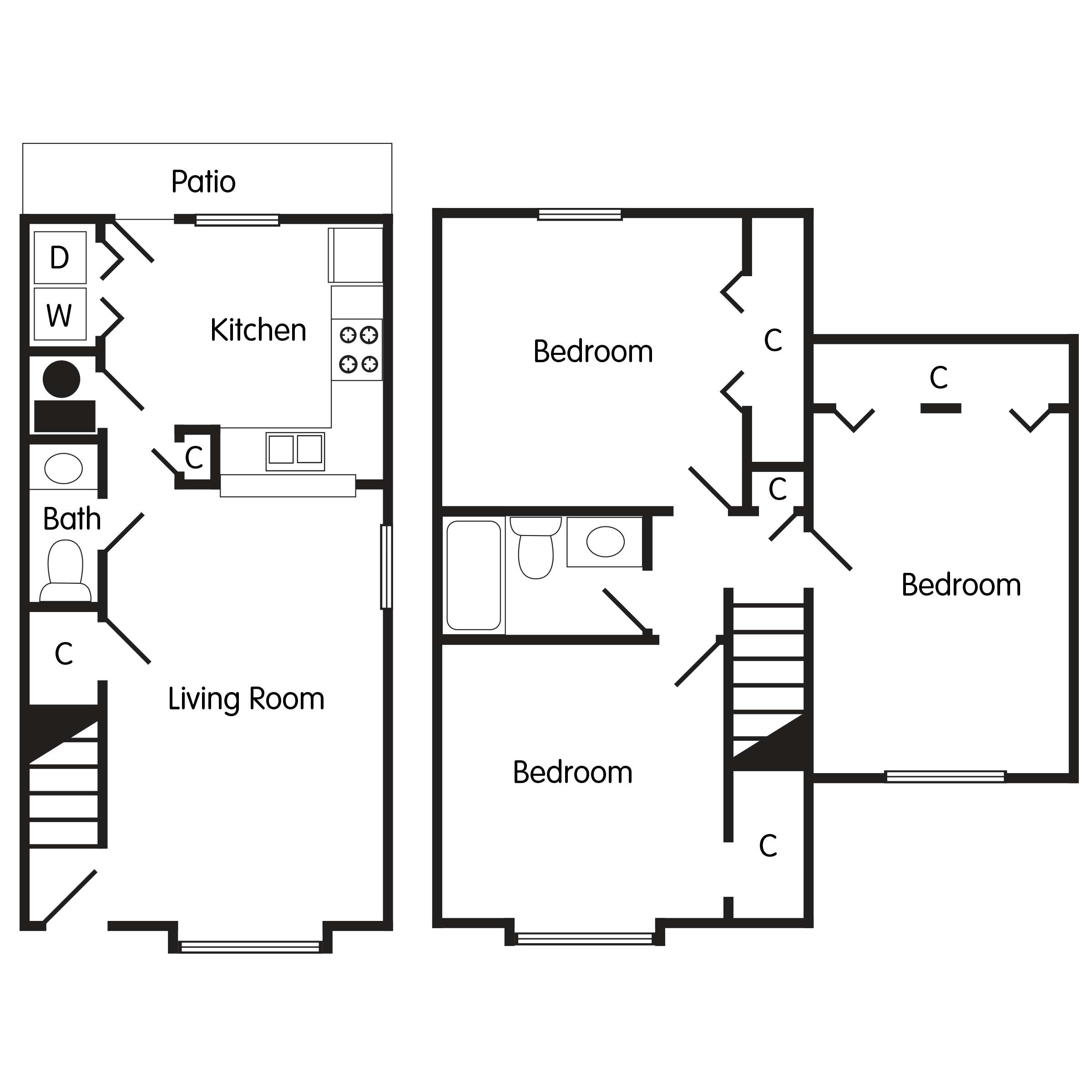 Three Bedroom Townhome
