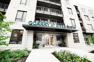 Exterior Entrance of Quarry at River North Apartments