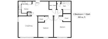 Two Bedroom and One Bathroom