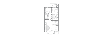 A black and white image of a house floor plan.