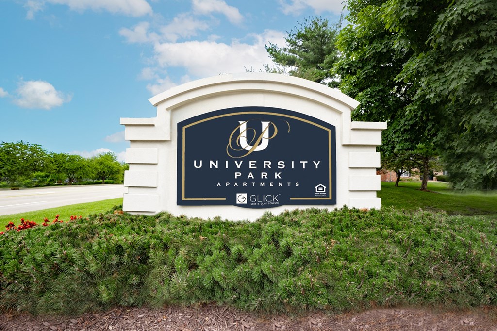 Monument Sign at the entrance to University Park Apartments