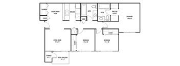 Woodland Crossing 3 Bed 2 Bath Floor Plan.