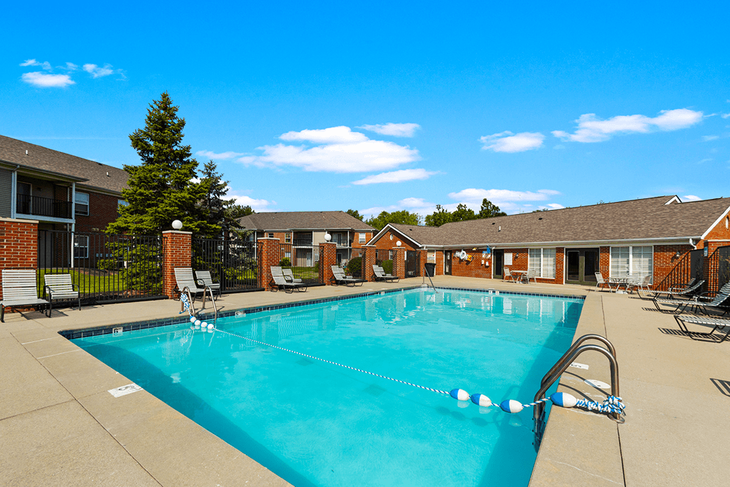 Swimming pool with seating at Brownsburg Pointe.