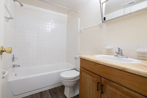 Bathroom in a 2 bedroom apartment at Woodlake Apartments