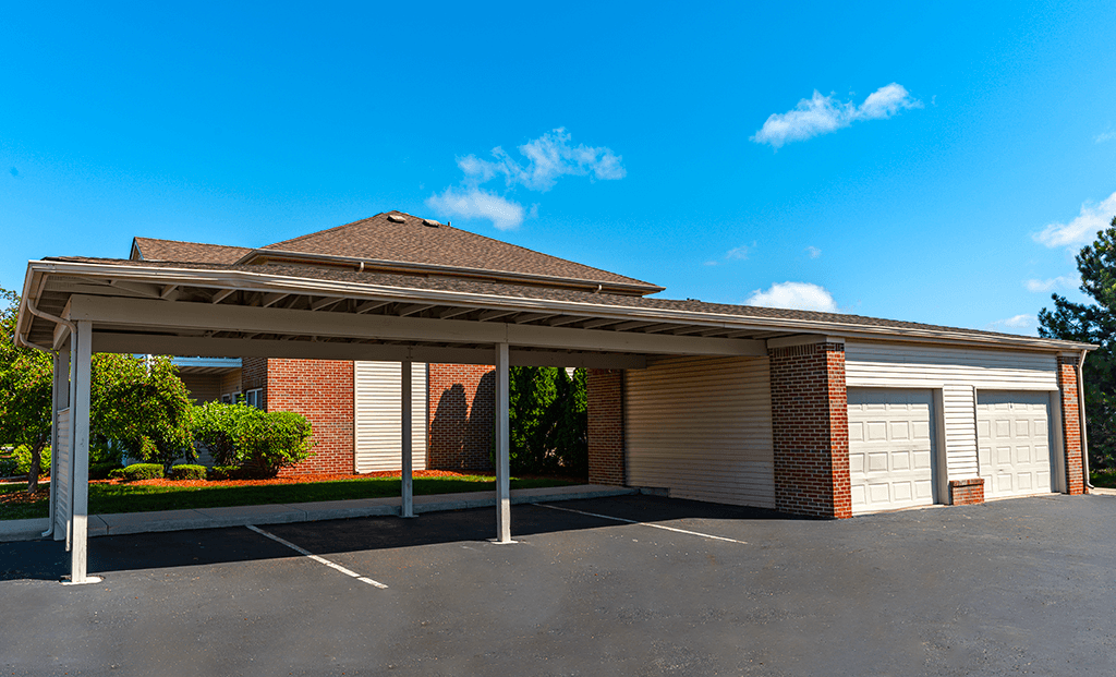 Carport parking at North Lake Apartments offering covered spaces for residents.