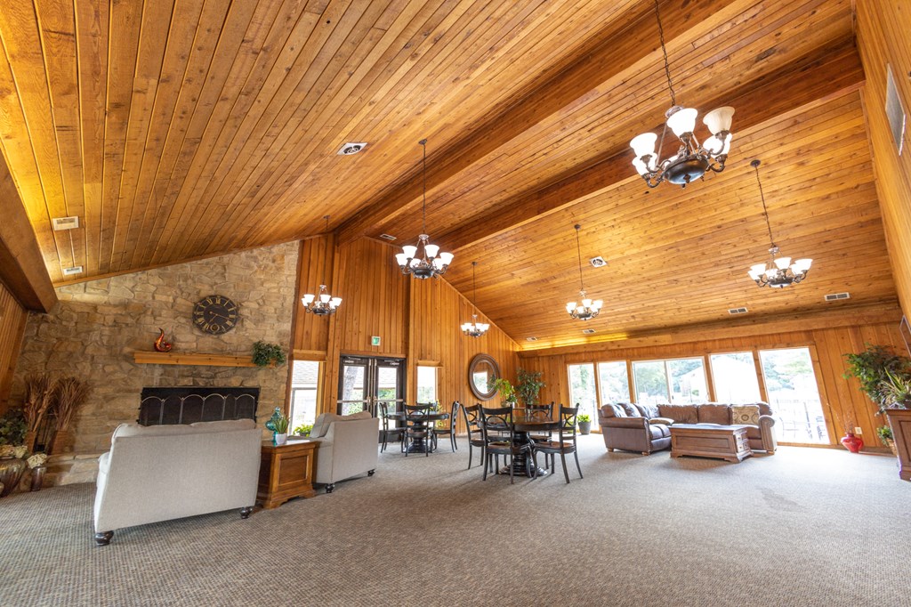Clubhouse Interior with ample seating seating at Woodbridge Apartments