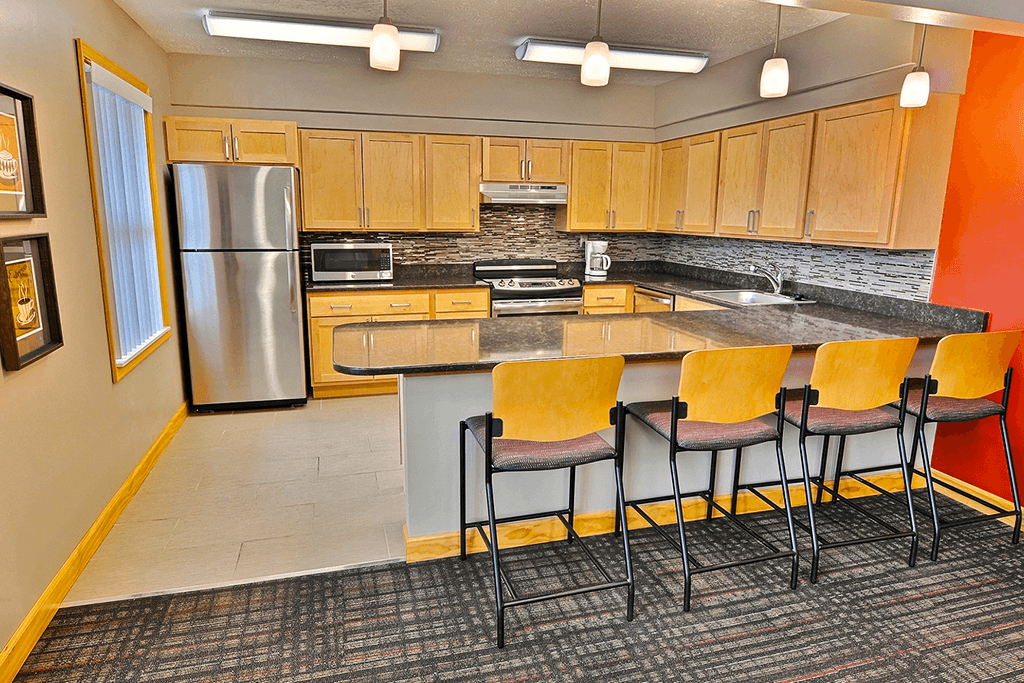 Community room kitchen area  at Copper Gate, Lafayette, IN