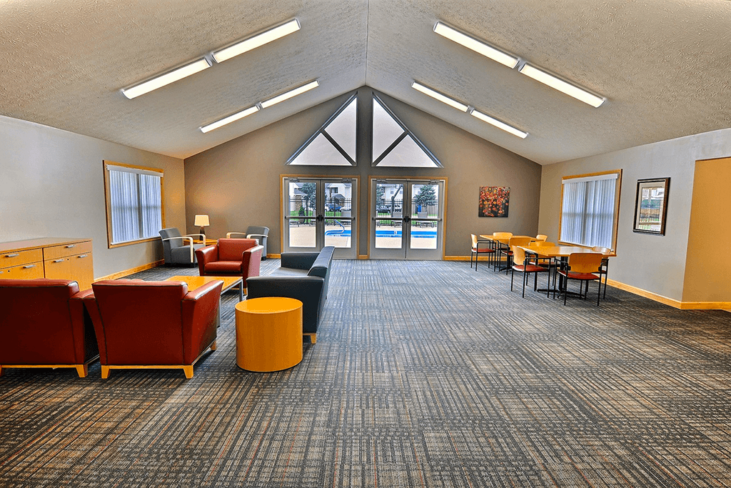 Comfortable seating area in the community room  at Copper Gate, Lafayette, 47909